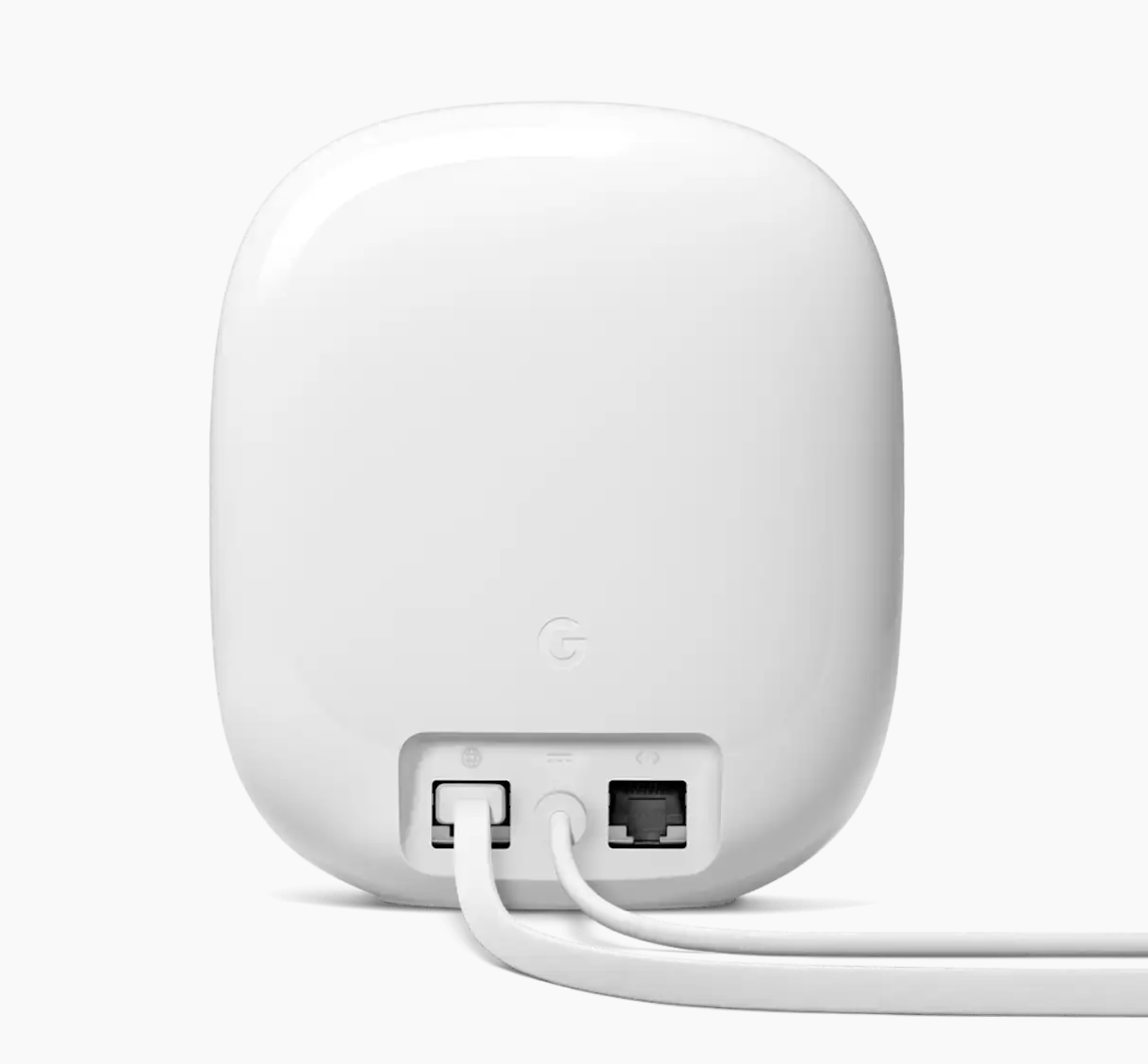 Nest Wifi Pro rear view showing Ethernet ports and power connection